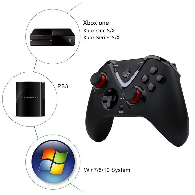 ROTOMOON Wireless Game Controller with LED Lighting Compatible with Xbox One S/X, Xbox Series S/X Gaming Gamepad, Remote Joypad with 2.4G Wireless Adapter, Rechargeable Battery - Image 4